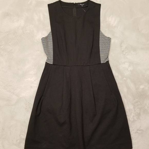 NWT Madewell Black structured Scuba dress with pockets size 8 - Picture 1 of 7